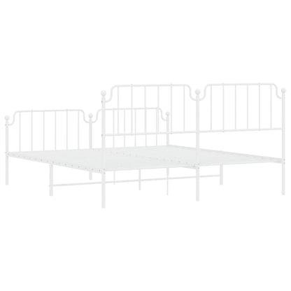 Metal Bed Frame without Mattress with Footboard White 183x213cm