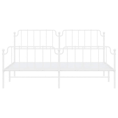 Metal Bed Frame without Mattress with Footboard White 193x203cm