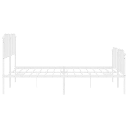 Metal Bed Frame without Mattress with Footboard White 193x203cm