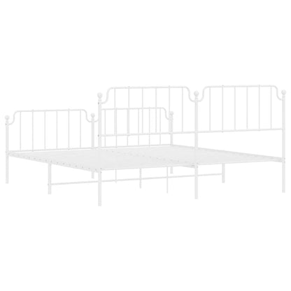 Metal Bed Frame without Mattress with Footboard White 193x203cm
