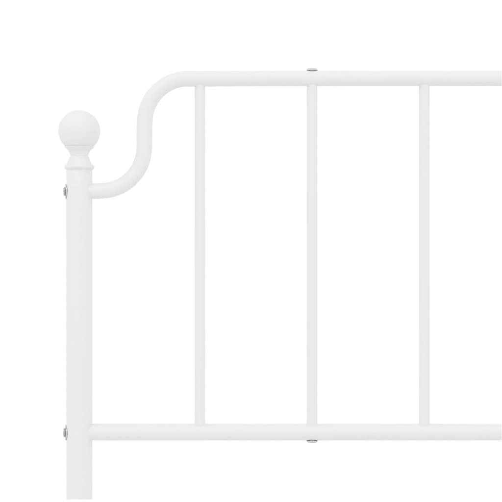 Metal Bed Frame without Mattress with Footboard White 193x203cm