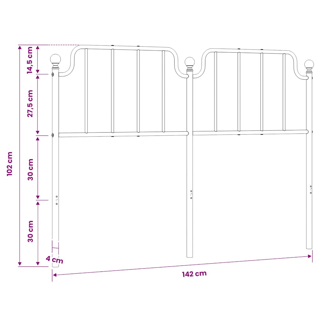 Metal Replace Headboard White 135 cm