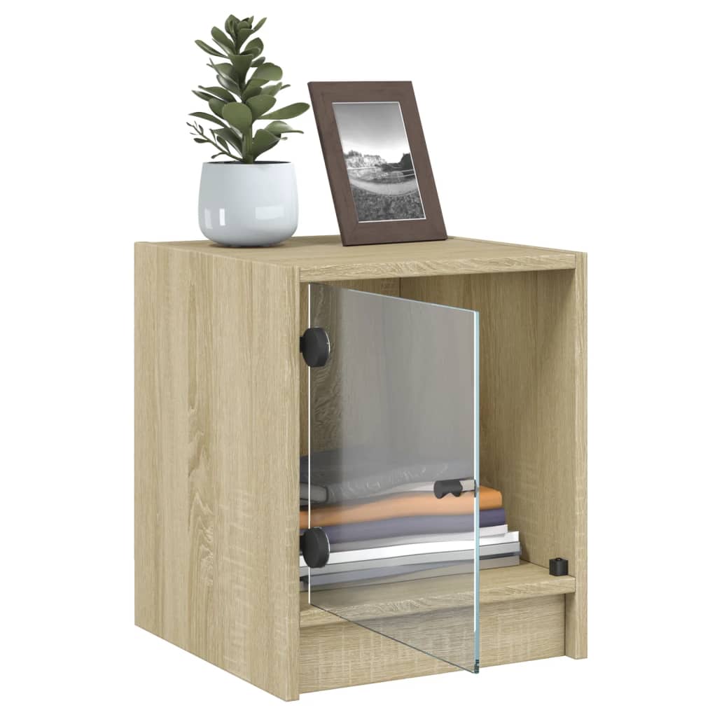 Bedside Cabinets with Glass Doors 2 pcs Sonoma Oak 35x37x42 cm