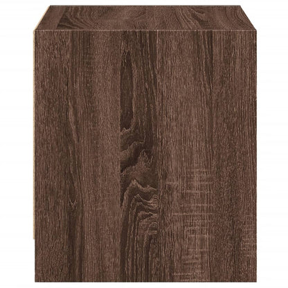 Bedside Cabinet with Glass Door Brown Oak 35x37x42 cm