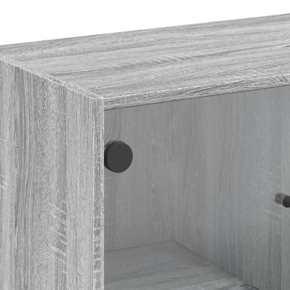 Side Cabinet with Glass Doors Grey Sonoma 68x37x75.5 cm