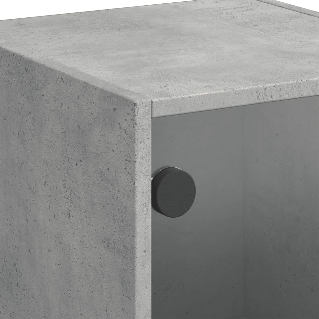 Highboard with Glass Doors Concrete Grey 35x37x109 cm