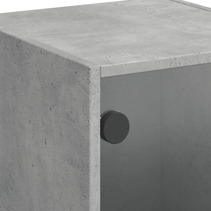 Highboard with Glass Doors Concrete Grey 35x37x109 cm