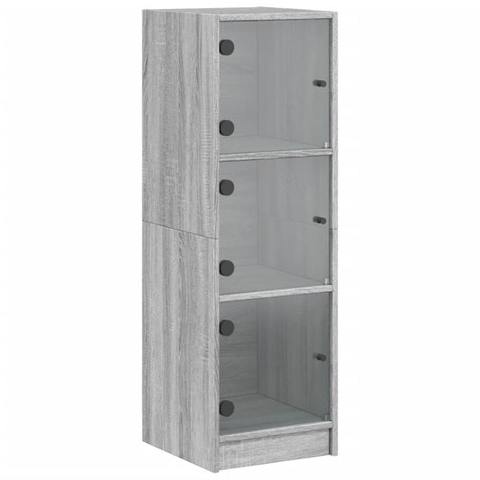 Highboard with Glass Doors Grey Sonoma 35x37x109 cm