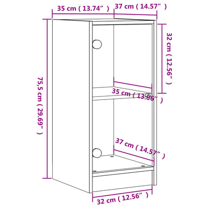 Side Cabinet with Glass Doors Sonoma Oak 35x37x75.5 cm