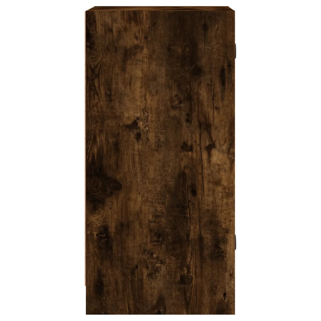 Side Cabinet with Glass Doors Smoked Oak 35x37x75.5 cm