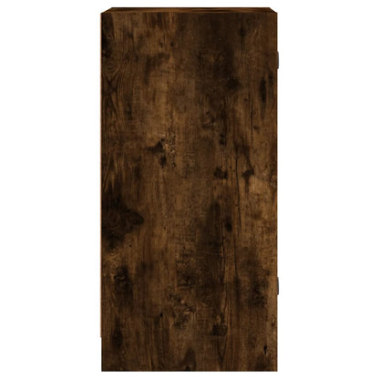 Side Cabinet with Glass Doors Smoked Oak 35x37x75.5 cm