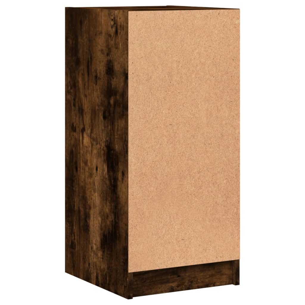 Side Cabinet with Glass Doors Smoked Oak 35x37x75.5 cm