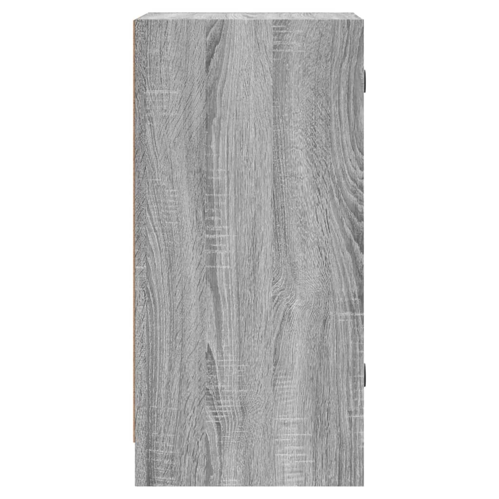 Side Cabinet with Glass Doors Grey Sonoma 35x37x75.5 cm