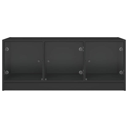 Coffee Table with Glass Doors Black 102x50x42 cm