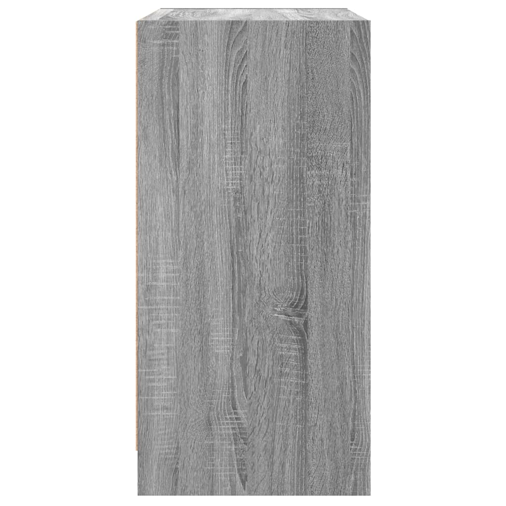 Side Cabinet with Glass Doors Grey Sonoma 68x37x75.5 cm