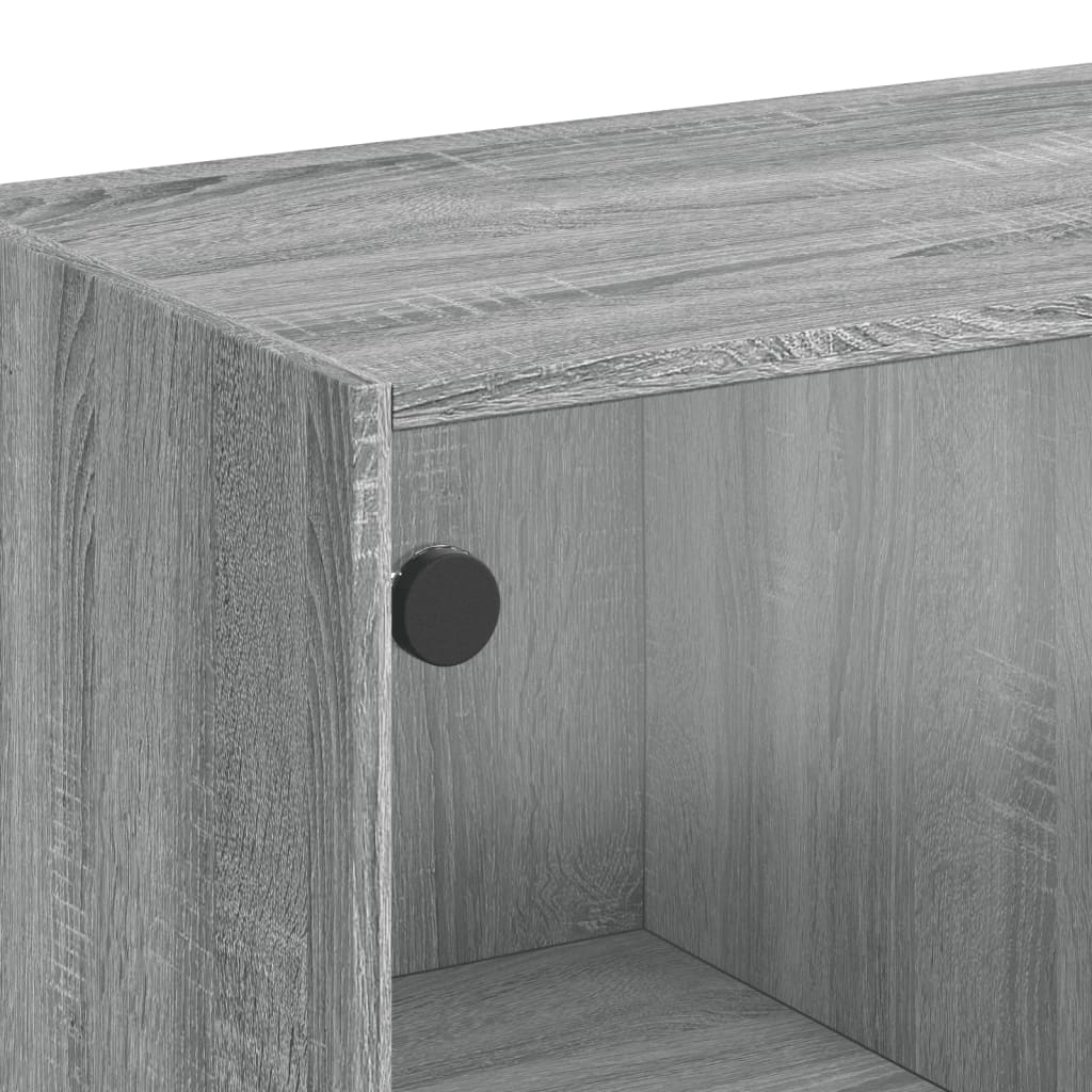 Side Cabinet with Glass Doors Grey Sonoma 68x37x75.5 cm
