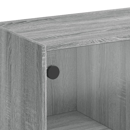 Side Cabinet with Glass Doors Grey Sonoma 68x37x75.5 cm
