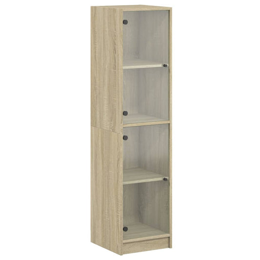 Highboard with Glass Doors Sonoma Oak 35x37x142 cm