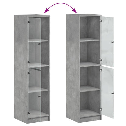 Highboard with Glass Doors Concrete Grey 35x37x142 cm