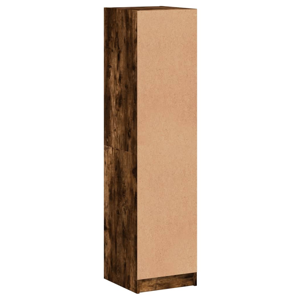 Highboard with Glass Doors Smoked Oak 35x37x142 cm