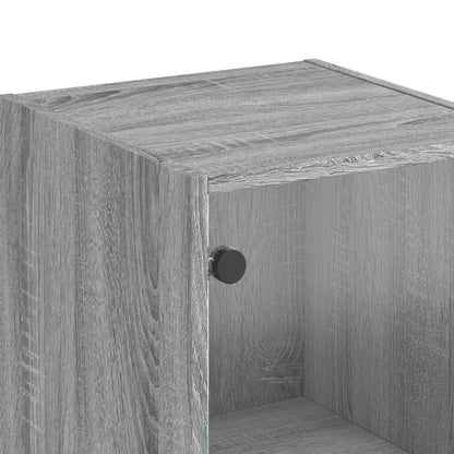 Highboard with Glass Doors Grey Sonoma 35x37x142 cm