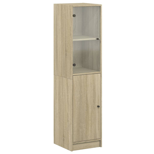 Highboard with Glass Door Sonoma Oak 35x37x142 cm