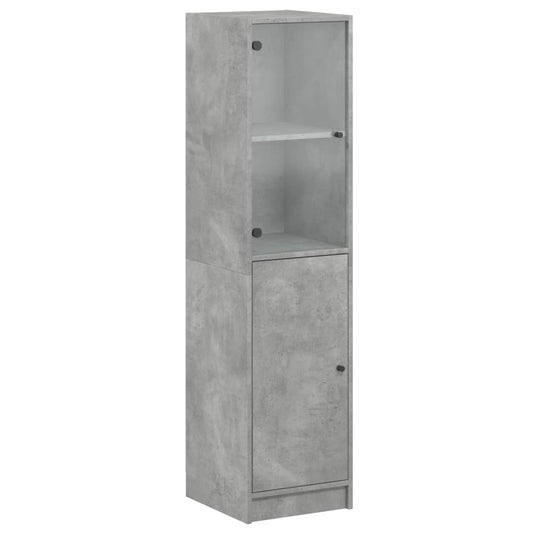 Highboard with Glass Door Concrete Grey 35x37x142 cm