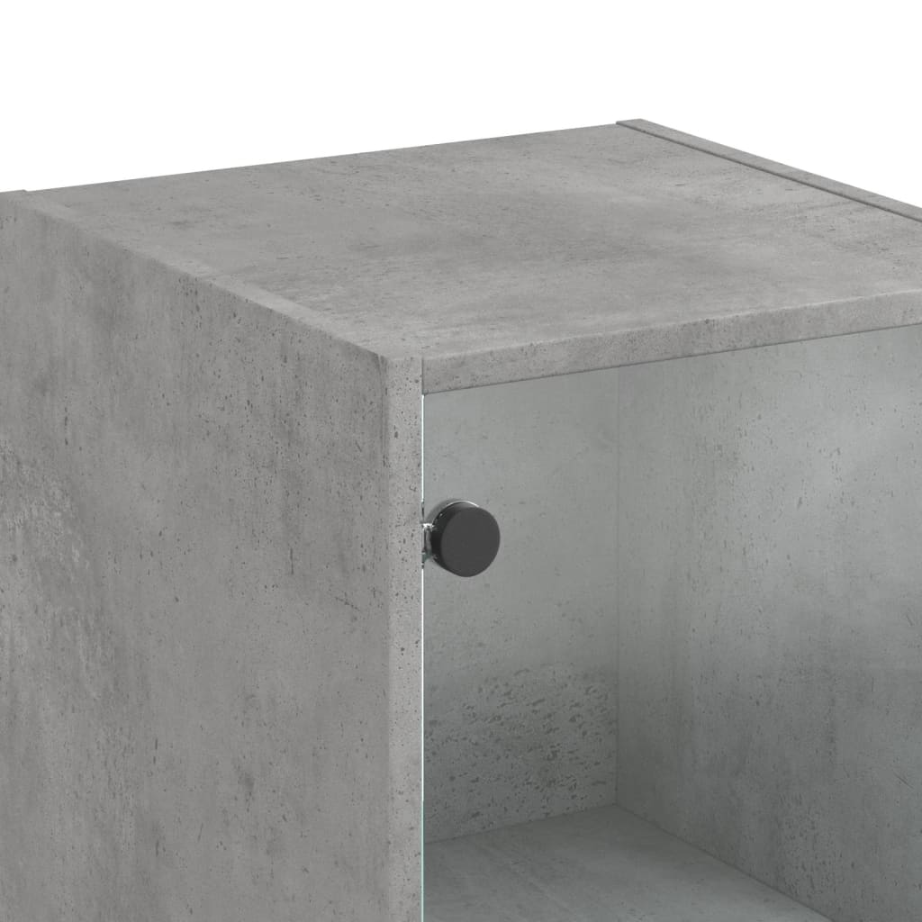 Highboard with Glass Door Concrete Grey 35x37x142 cm