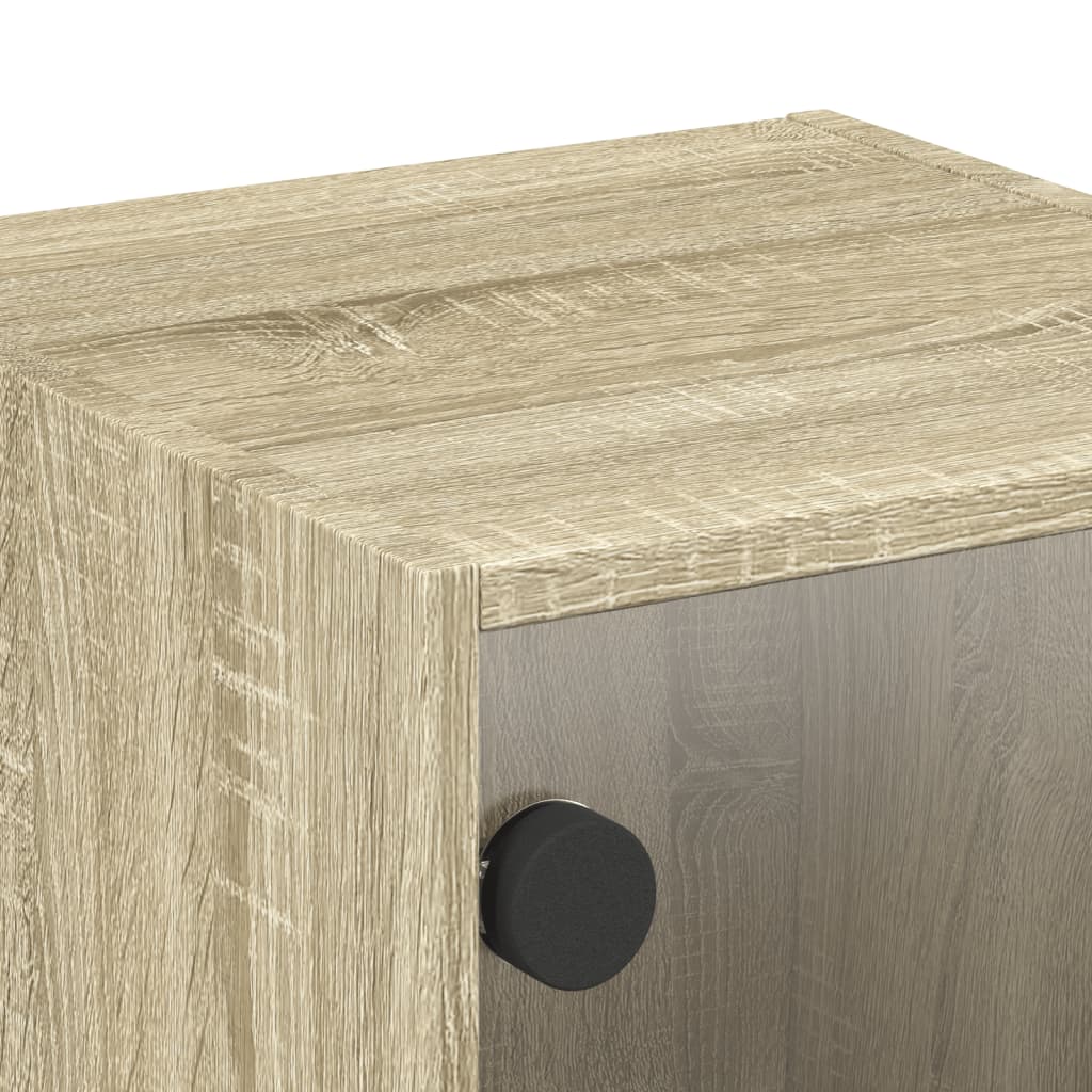 Bedside Cabinets with Glass Doors 2 pcs Sonoma Oak 35x37x35 cm