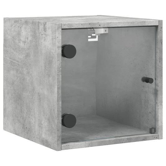 Bedside Cabinet with Glass Door Concrete Grey 35x37x35 cm