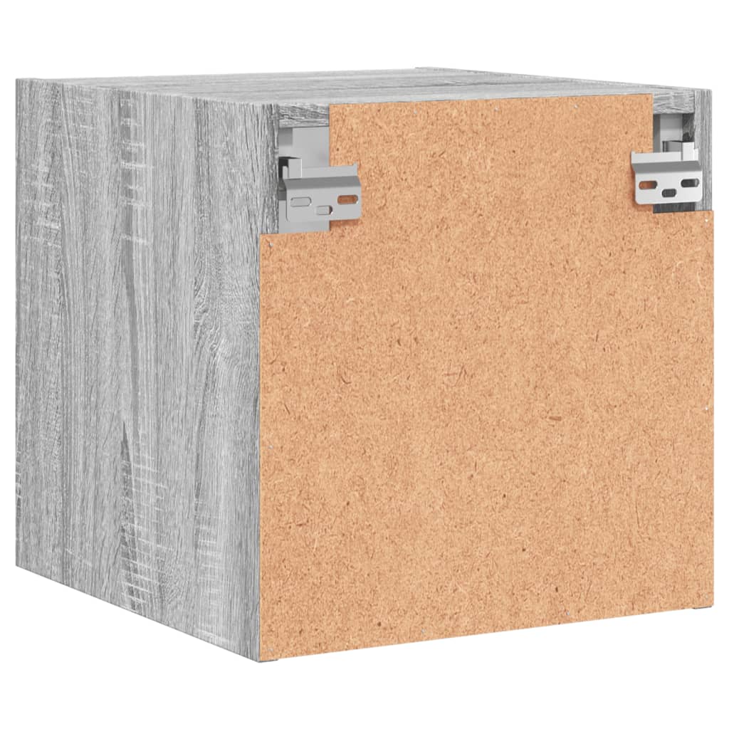 Bedside Cabinet with Glass Door Grey Sonoma 35x37x35 cm