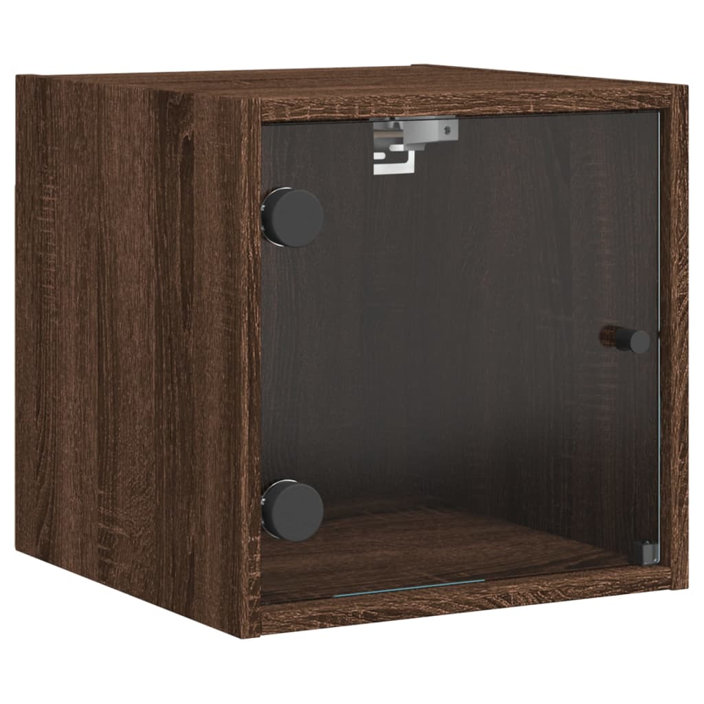 Bedside Cabinets with Glass Doors 2 pcs Brown Oak 35x37x35 cm