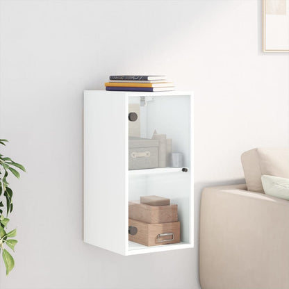 Wall Cabinet with Glass Doors White 35x37x68.5 cm