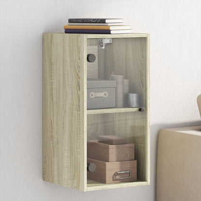 Wall Cabinet with Glass Doors Sonoma Oak 35x37x68.5 cm