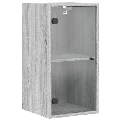 Wall Cabinet with Glass Doors Grey Sonoma 35x37x68.5 cm