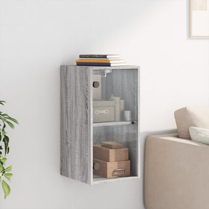 Wall Cabinet with Glass Doors Grey Sonoma 35x37x68.5 cm