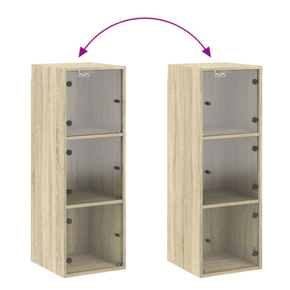 Wall Cabinet with Glass Doors Sonoma Oak 35x37x100 cm