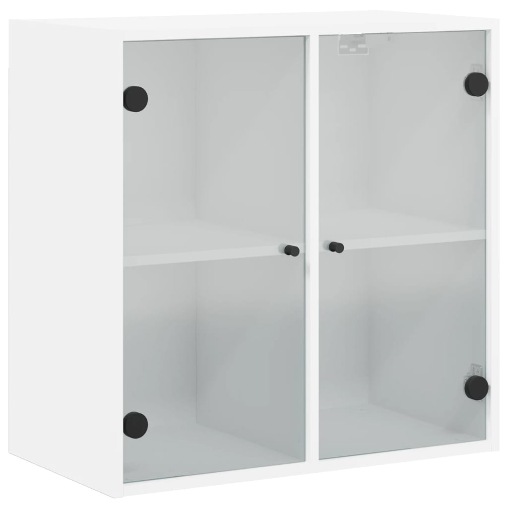 Wall Cabinet with Glass Doors White 68x37x68.5 cm