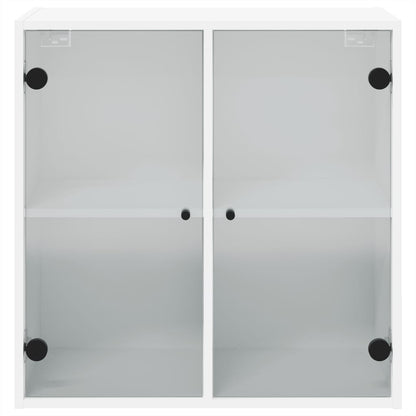 Wall Cabinet with Glass Doors White 68x37x68.5 cm