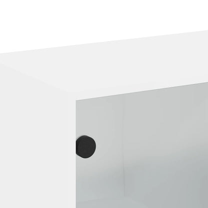 Wall Cabinet with Glass Doors White 68x37x68.5 cm