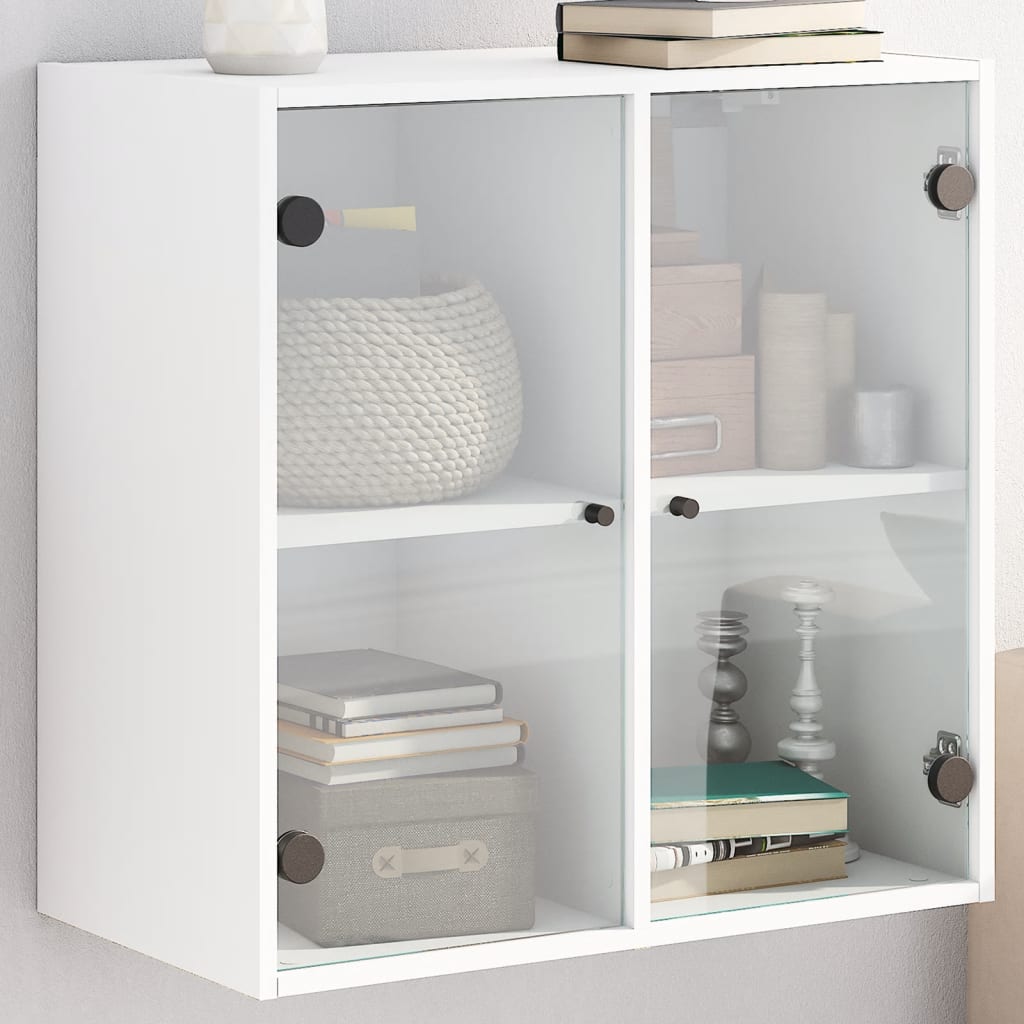 Wall Cabinet with Glass Doors White 68x37x68.5 cm