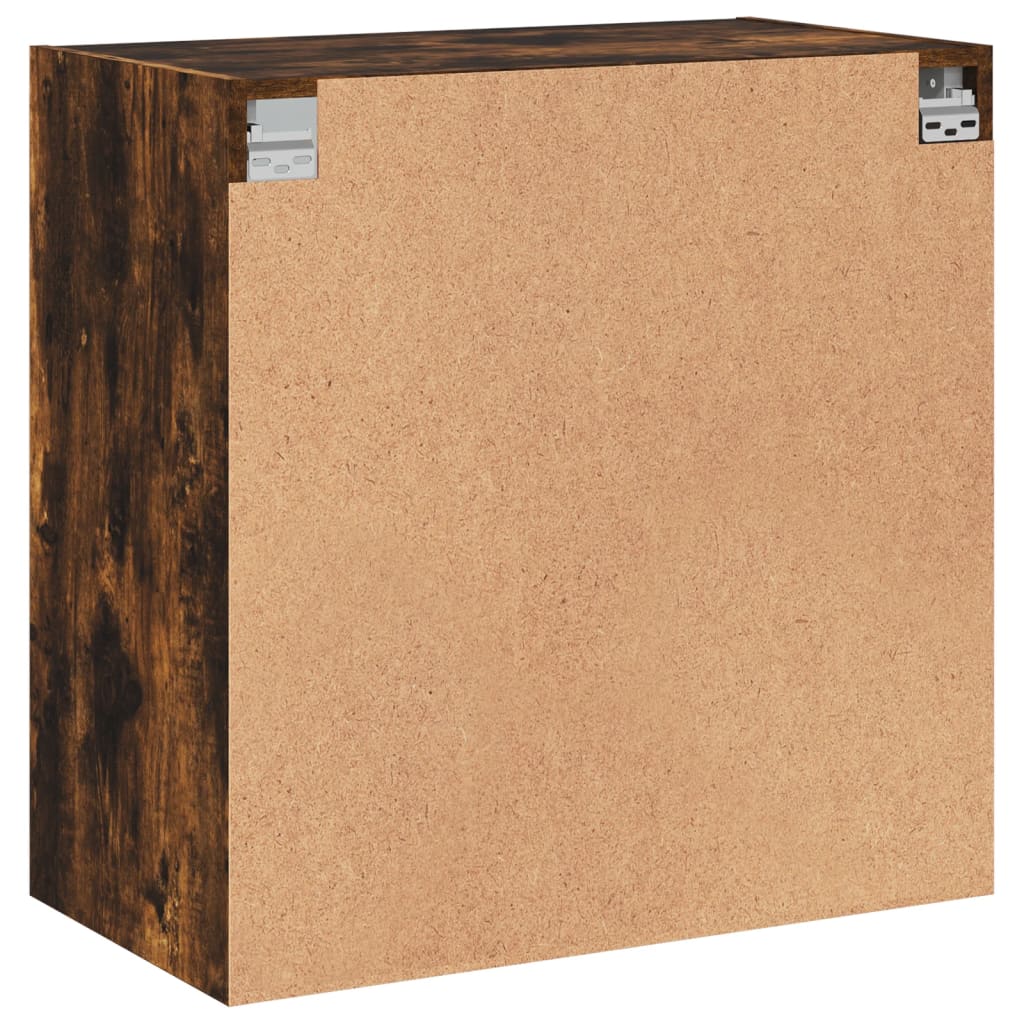 Wall Cabinet with Glass Doors Smoked Oak 68x37x68.5 cm