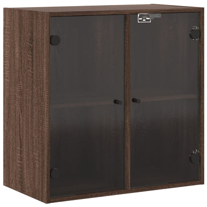 Wall Cabinet with Glass Doors Brown Oak 68x37x68.5 cm