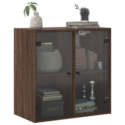 Wall Cabinet with Glass Doors Brown Oak 68x37x68.5 cm