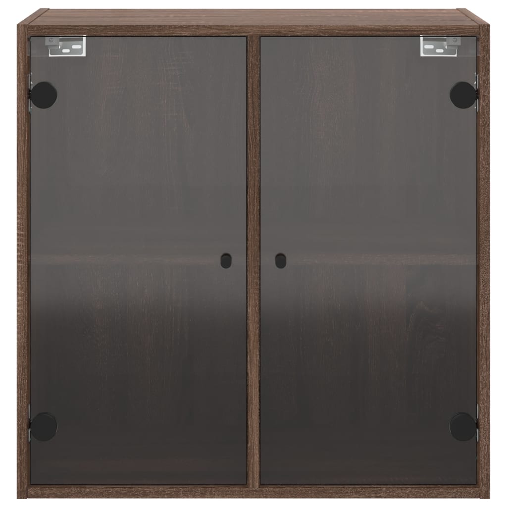 Wall Cabinet with Glass Doors Brown Oak 68x37x68.5 cm