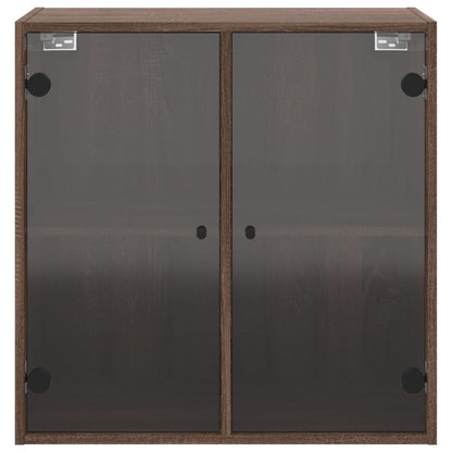 Wall Cabinet with Glass Doors Brown Oak 68x37x68.5 cm