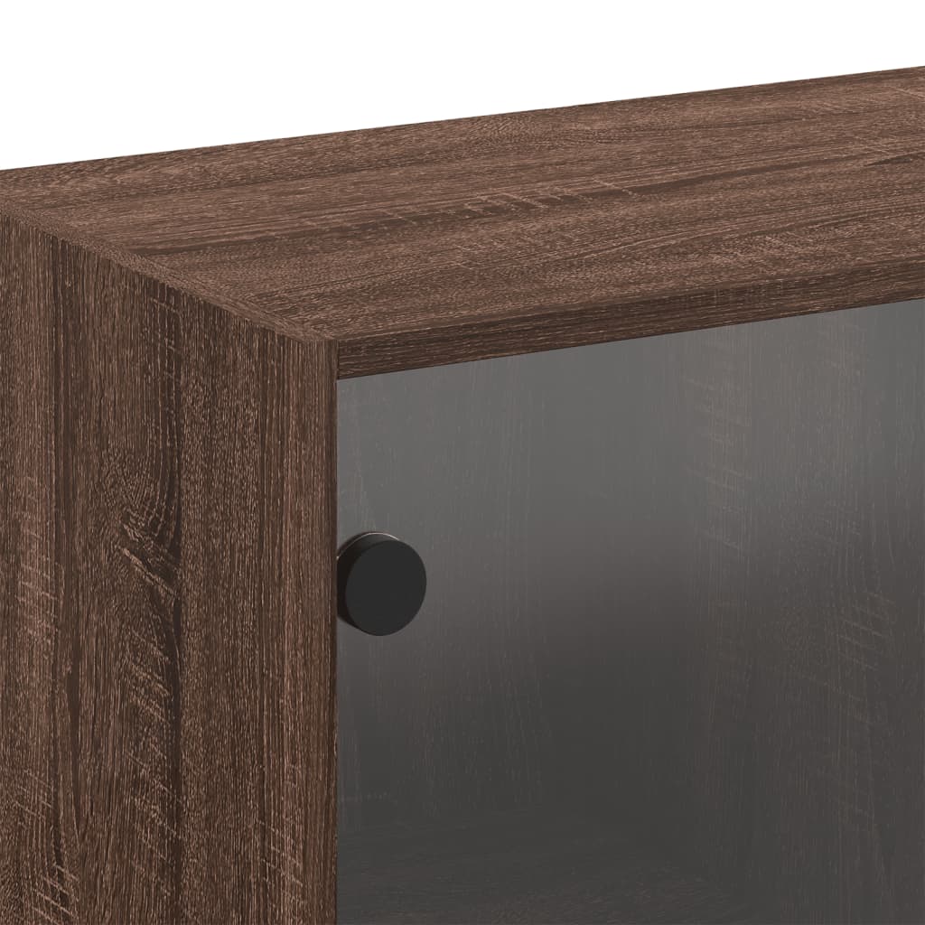 Wall Cabinet with Glass Doors Brown Oak 68x37x68.5 cm