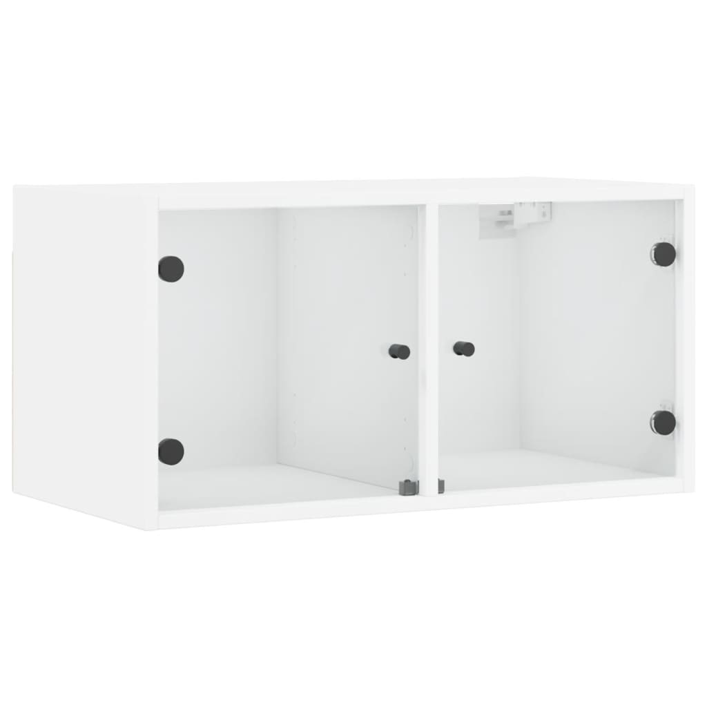 Wall Cabinet with Glass Doors White 68.5x37x35 cm