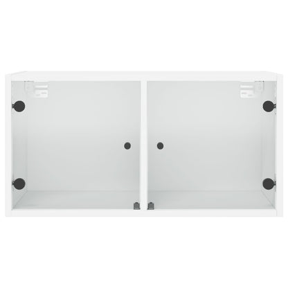 Wall Cabinet with Glass Doors White 68.5x37x35 cm