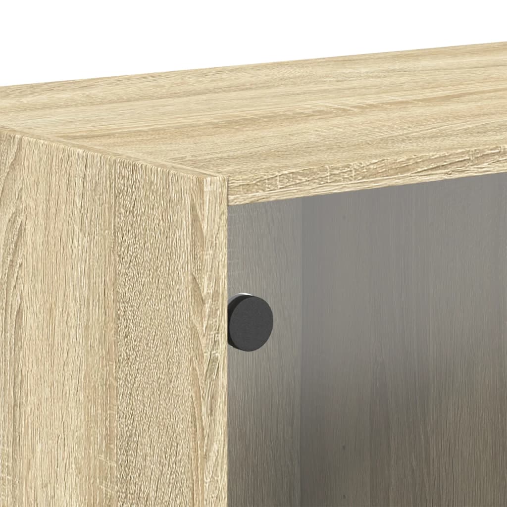 Wall Cabinet with Glass Doors Sonoma Oak 68.5x37x35 cm